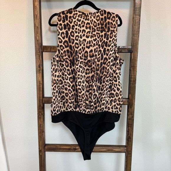 NWT Good American Georgette Wrap Leopard Bodysuit - Picture 6 of 8